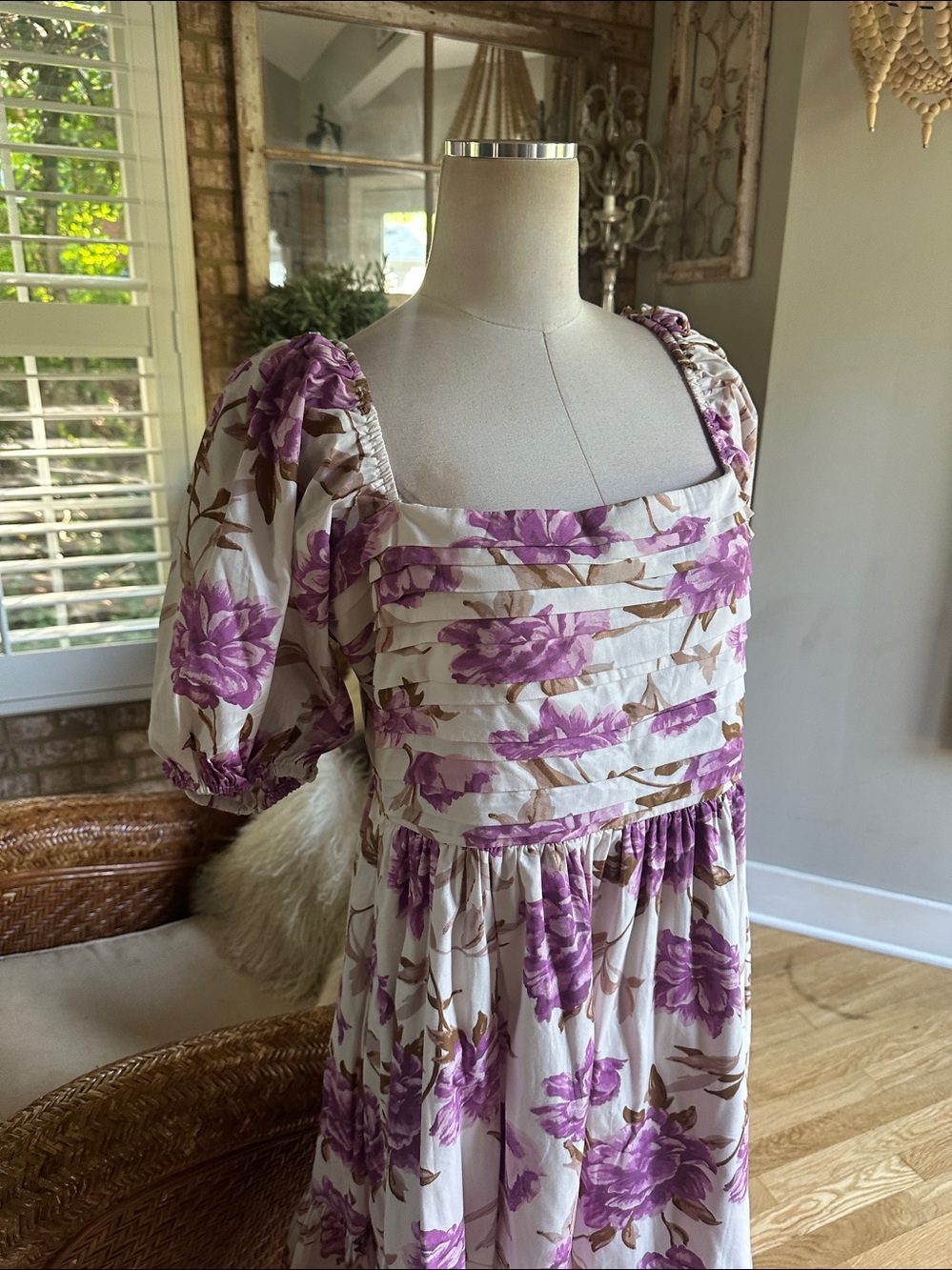 ABERCROMBIE & FITCH FLORAL MAXI DRESS LARGE EXCELLENT COTTAGECORE - Picture 2 of 7